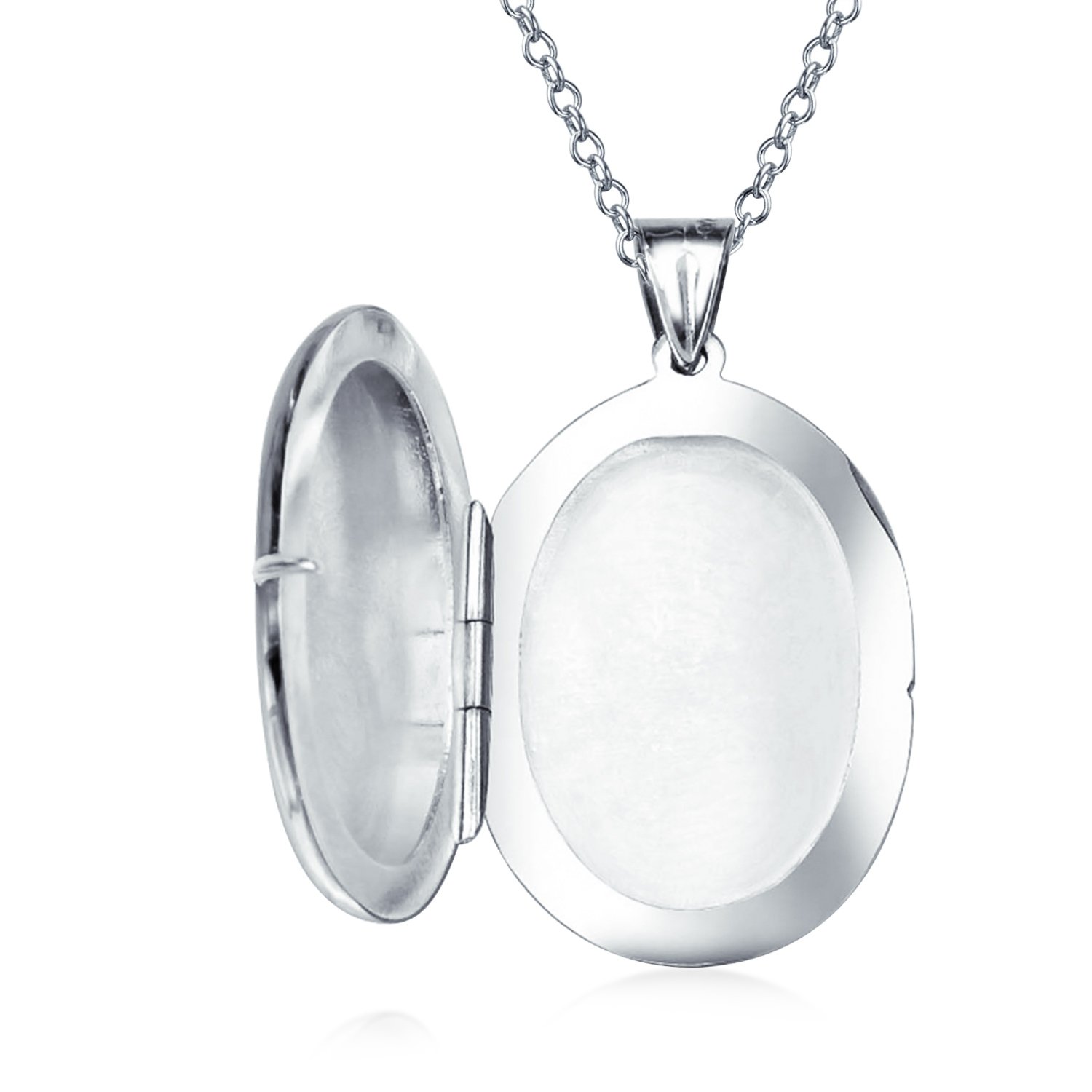 Ciondolo Collana In Argento .925 Semplice Cupola Ovale Cerchio Tradizionale Portagioie Personalizzato Incisione Foto Medaglione Per Donne Adolescenti Contiene Foto Immagini Piccole Medie Grandi