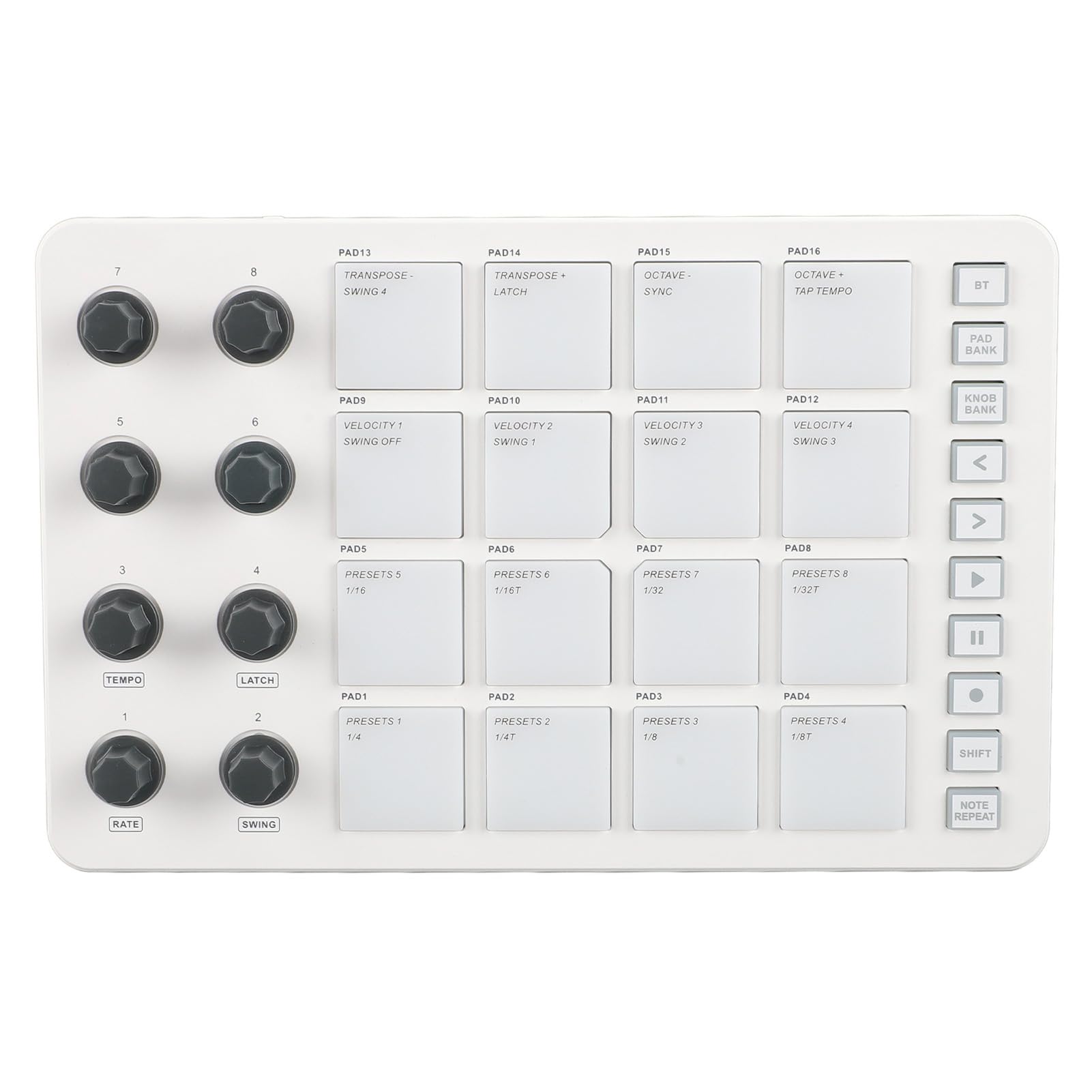 Ejoyous Controlador USB MIDI PAD, SMC PAD Recargable 16 RGB Retroiluminado Controlador MIDI Inalámbrico Portátil de Baja Latencia para OS X para Producción Musical