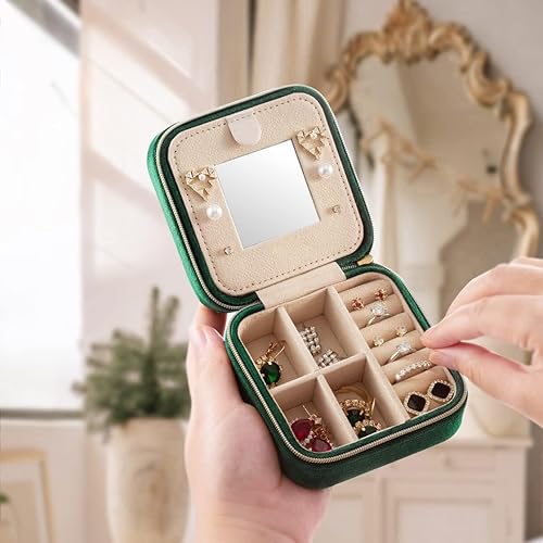 Miniatura 4 de Joyeros para mujer, joyero de viaje, organizador de viaje de joyería, pequeño joyero para mujer, estuche de viaje de joyería, organizador de aretes