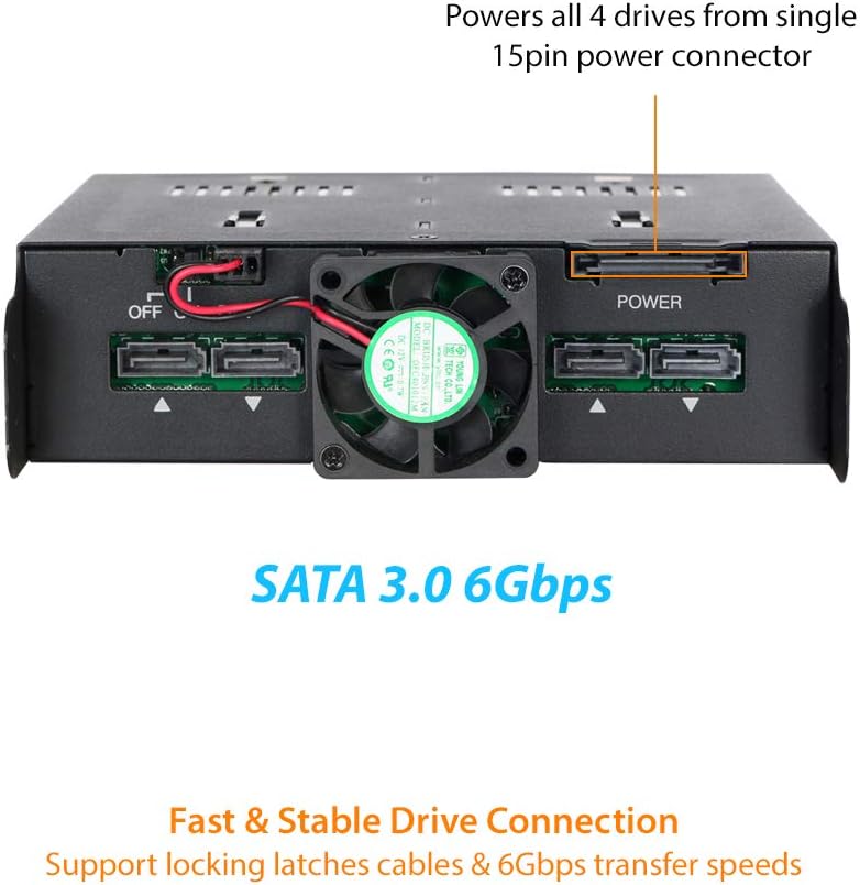 Hottest Sales ICY DOCK Quad Bay 2.5 SATA/SAS SSD/HDD Trayless Hot-swap Dock/Mobile Rack for 5.25 Drive Bay - flexiDOCK MB524SP-B