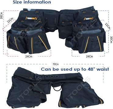 TOUGHBUIL TB303-6 Lightweight Multi tool holders Suspender + Multi Tools Holster + a Wide Width Belt + 2pcs Nail pocket waist up to 48 inches