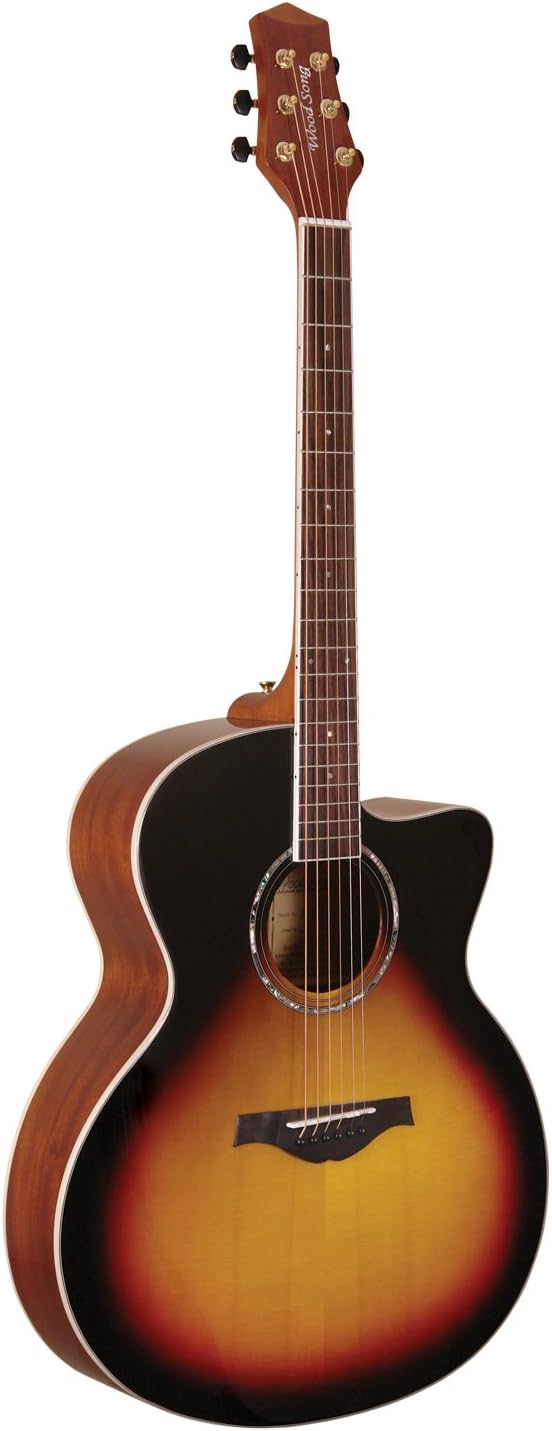 JCE-TSB-L Jumbo Dreadnought Guitar with Cutaway and Pickup, Left Handed, Tobacco Sunburst