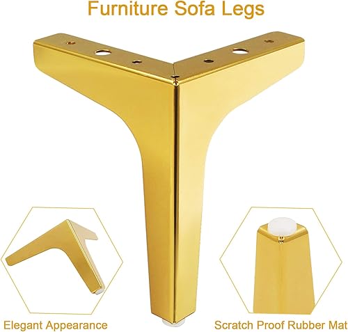 Miniatura 6 de Kyuionty Juego de 4 patas para muebles de 7 pulgadas, patas de metal modernas para sofá para gabinete, sofá, mesa, armario, patas triangulares para