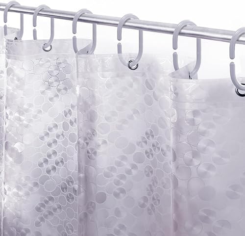 Miniatura 31 de LiBa Forro de cortina de ducha PEVA con 12 anillos de plástico, forro de ducha impermeable 8G para baño, forro de cortina de ducha de 72 x 72
