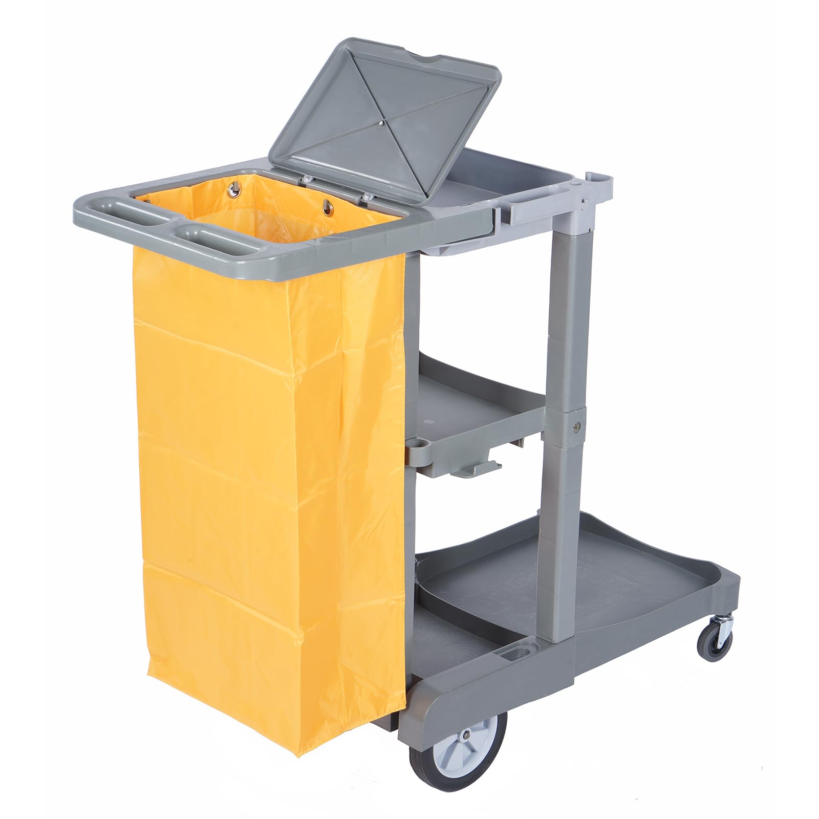tonchean Carrello per la pulizia commerciale Carrello per la pulizia pesante Carrello di servizio carrello portatile multifunzione per la casa grigio