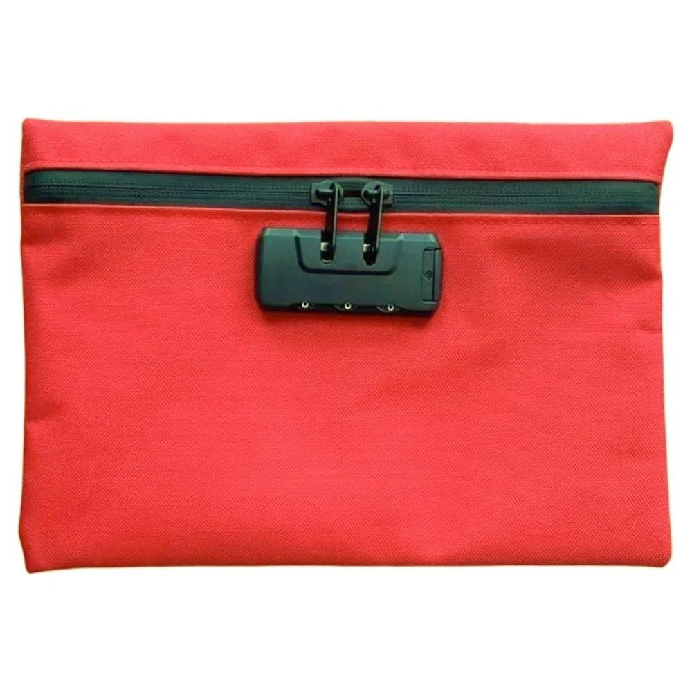 Money Bag with Lock Easy Storage, Waterproof Zip Closure Portable Locking Pouch, Combination Lock Security Document Bag(Red)