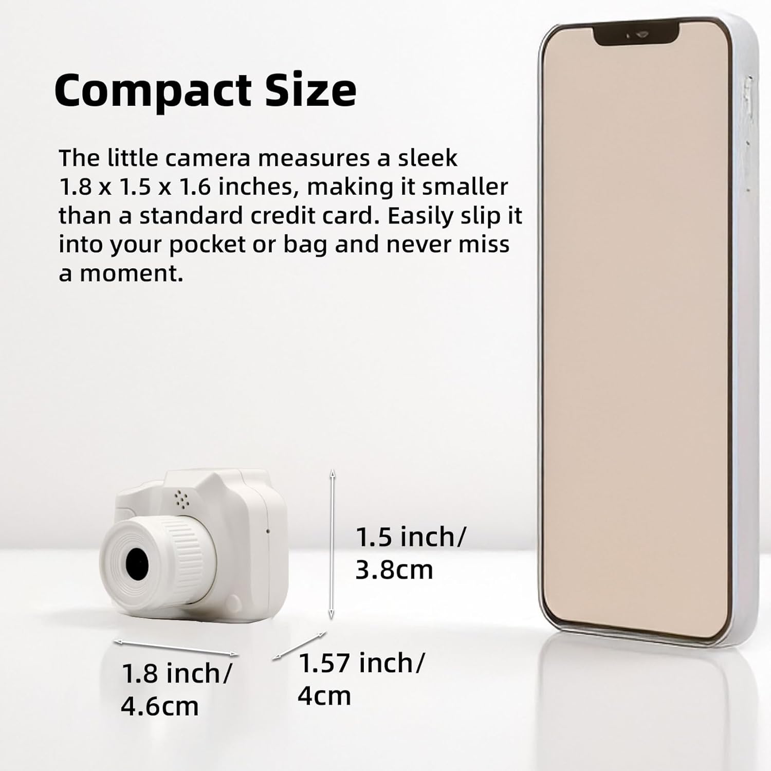 Mini Camera Keychain, Mini Retro Digital Camera, Y2K Camera, Wide Angle Lens, 1.4" LCD Screen, 32GB Included, Nostalgic Photos, Vintage Video Effects, Great Gift Idea, (White)