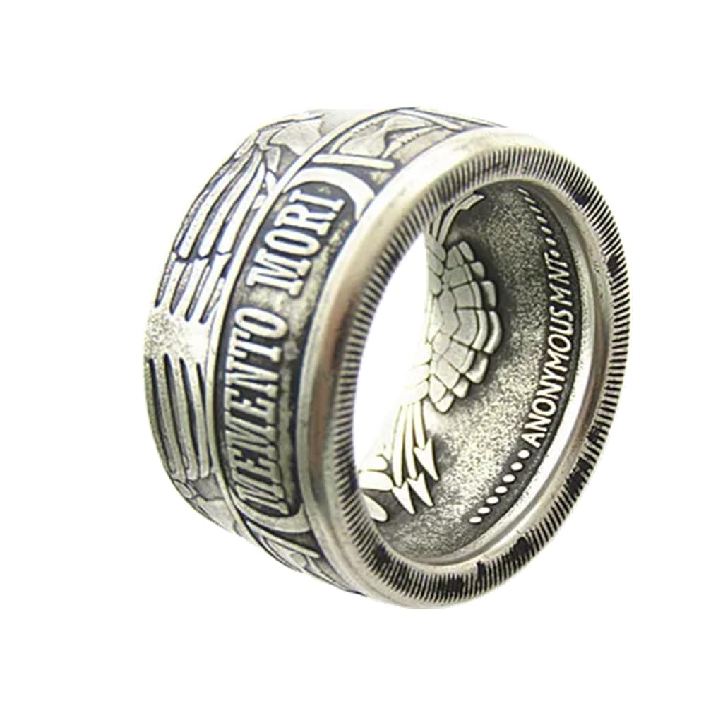 maxsatisf Handcraft Rings Coin Ring Vintage Handmade from Skull Copy Coin for Gift
