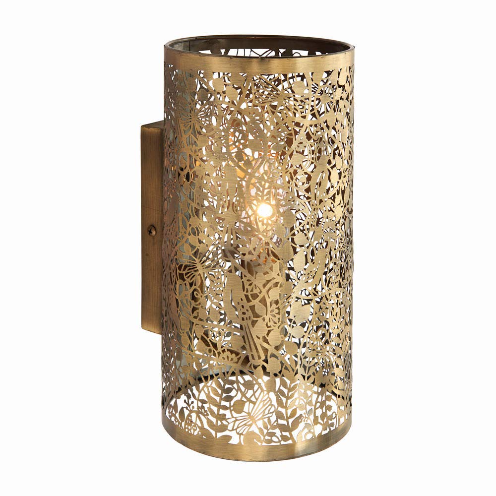 Betta Lighting Antique Brass 40W E14 Wall Light With Garden Detailing