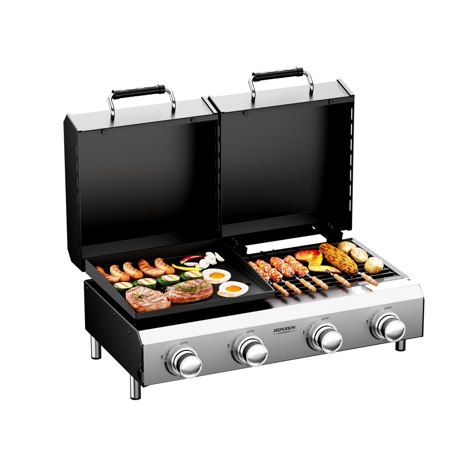 ROVSUN 2-in-1 Propane Gas Grill and Griddle Combo with Lid