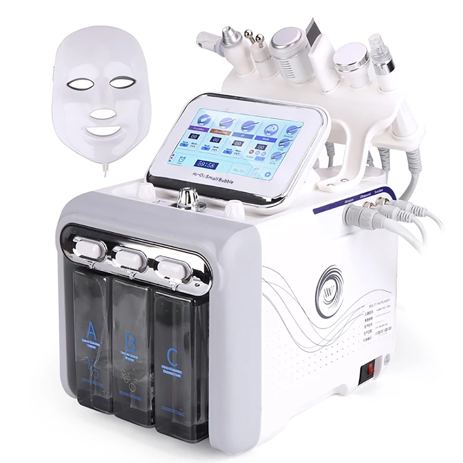 Hidrógeno Y Oxígeno Máquina De Belleza, 7 En 1 Profesional Diamante Microdermabrasión Máquina Peeling Agua Hydro Dermoabrasión RF Depurador HydraFacial Máquina,White