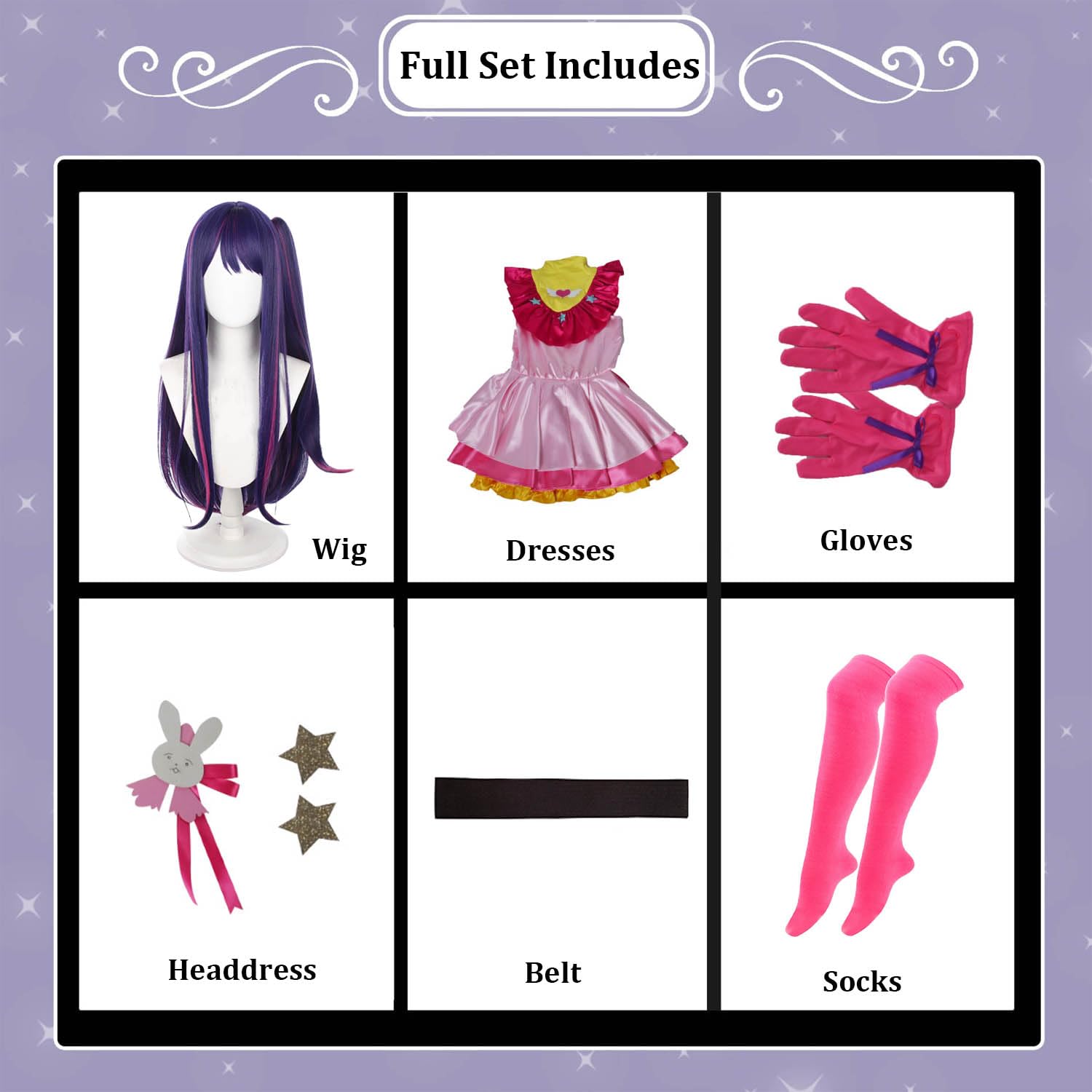 Anime Personaggio Hoshino Ai Cosplay Costume Vestito Gioco di Ruolo Uniforme Set Completo Halloween Carnevale Festa Dress Up Suit con Parrucca Copricapo per Donne