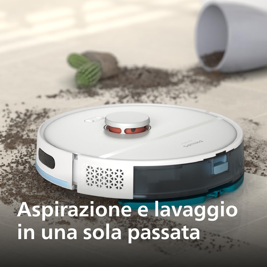Philips Robot Aspirapolvere Serie 2000 - Aspirazione 2700 Pa, Navigazione Laser, HomeRun App, Stazione di Svuotamento Automatica, 130 minuti di Autonomia, Modalità Tappeto (XU2100/20)