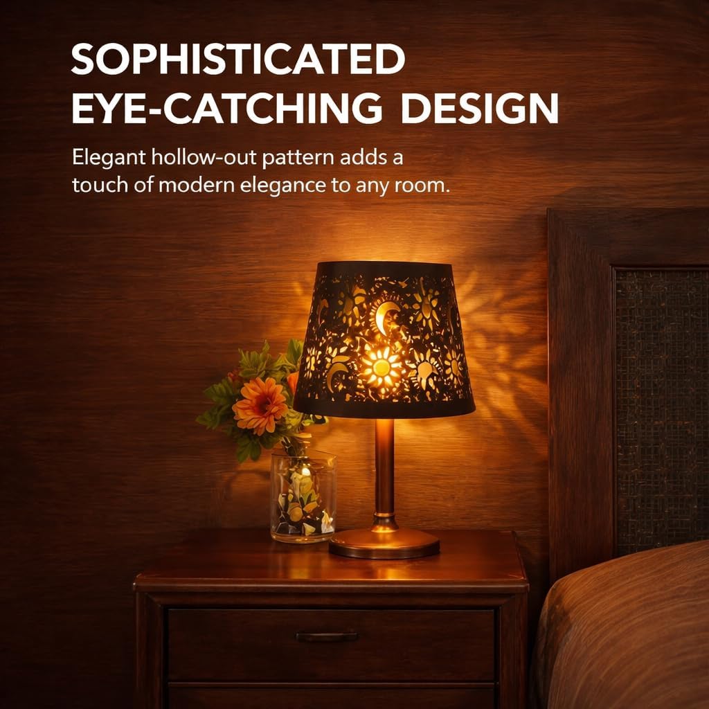 Shadow Metal Lamp Shade Hollow Out Iron Lampshade E27 E26 Clip On Lamp Shade for Table Lamp Floor Light Decorative Lighting for Living Room Bedroom