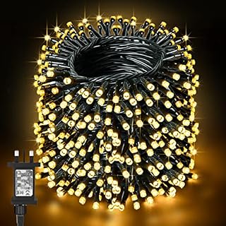 Christmas Lights Outdoor Decorations,BOLWEO 40M 400LED Mains Powered Christmas Tree Lights with Waterproof Timer Fairy String Lights Plug in for Indoor & Outdoor Xmas Bedroom Garden Wedding,Warm White