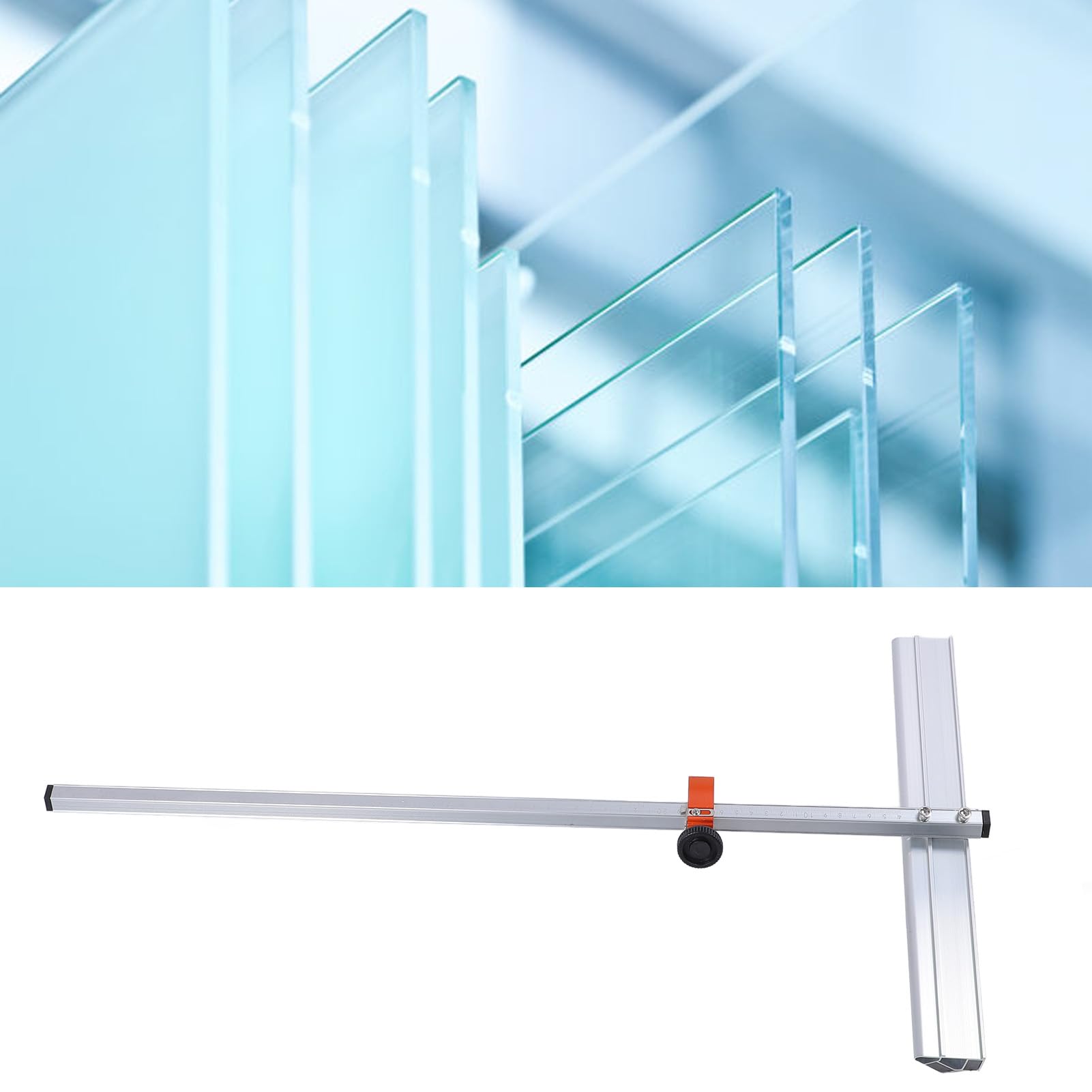 Nóż do cięcia szkła typu T, 60 cm narzędzie do cięcia szkła w kształcie litery T, 14 wałków, ręczne narzędzie do cięcia szkła ze stopu aluminium do grubego szkła, szkła T i cięcia płytek