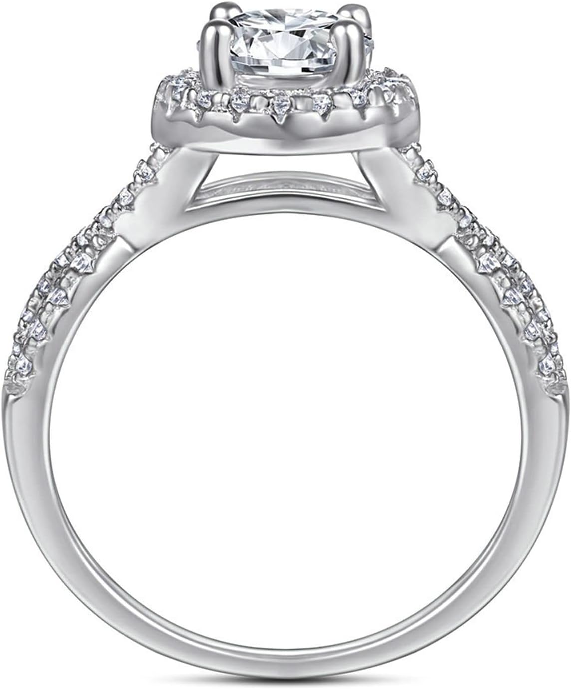 Sterling Silver 925 Rings for Women,Women's Ring 4 Claws with Round Cubic Zirconia Women's Rings Silver