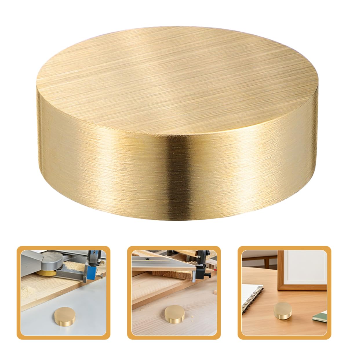 Fermacarte Rotondo in Ottone Dorato 3 Pezzi per Calligrafia | Peso per Fogli, Finitura Minimalista Elegante, per Tavolo Salotto e Lavoro in Ufficio