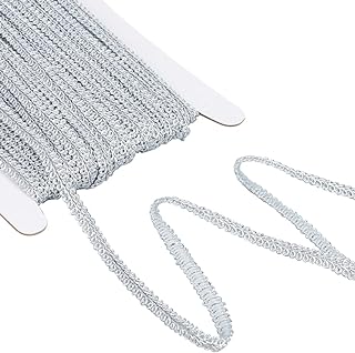 GORGECRAFT 25 Yards Metallic Braid Lace Trim 1/4 Inch Silver Centipede Trimming Jacquard Decorated Gimp Ribbon Washable Lace Edge Trim for DIY Sewing Crafts Jewellery Making Costume Cloth Home Decor