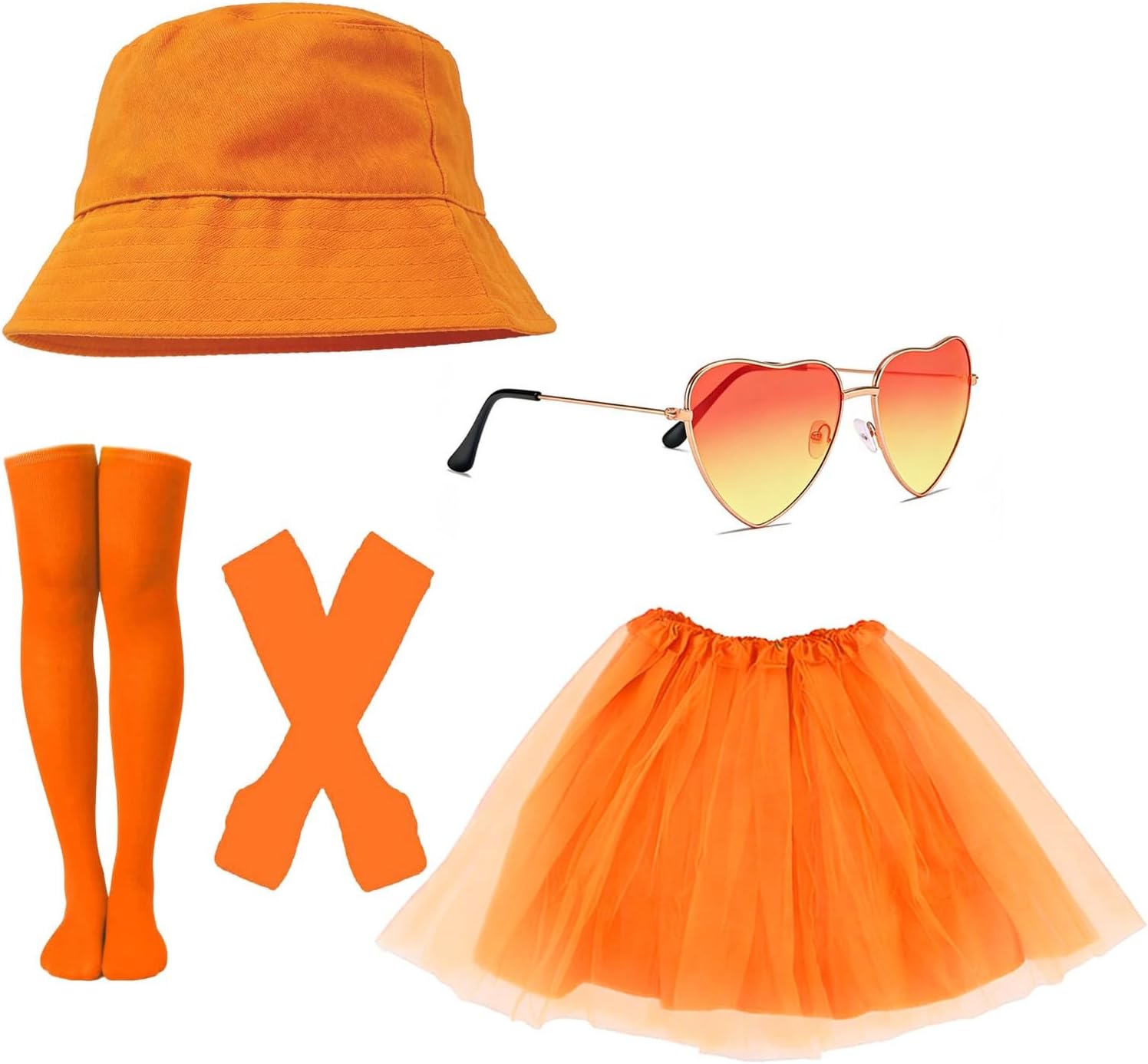 Karneval Kostüm Damen Tüllrock Orange Faschingskostüme Orange Tüll Rock, Obst Acryl Ohrringe, Feder Haarschmuck Karneval Kostüm