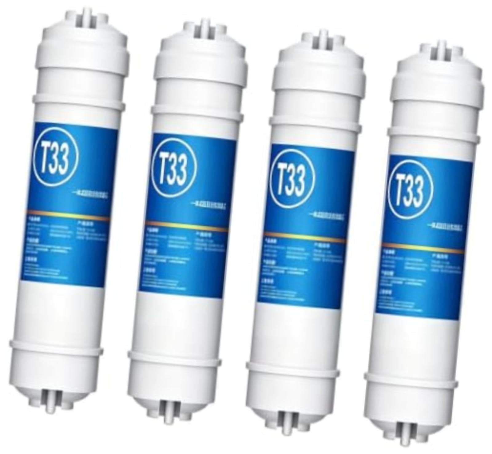 4-pak 10,5 x 2,4 T33 Inline szybkozłącze 1/4 z węglem aktywnym, do oczyszczaczy wody z odwróconą osmozą, lodówek i kostkarek do lodu Filtr końcowy oczyszczacza wody filtr wody na ostatnim