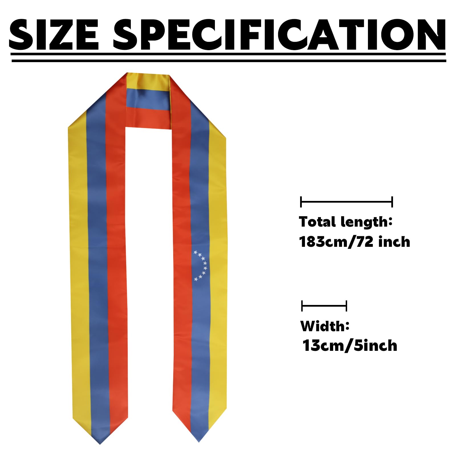Pasksamtu Venezuela Flag Graduation Stole Sash for Study Aboard International Students Abroad Adult Unisex- Cool Graduation Shawl Sash Stole Wraps Scraf