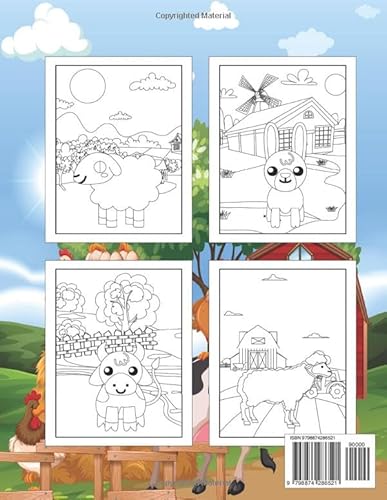 Farm Coloring Book: cute happy farm animals coloring book