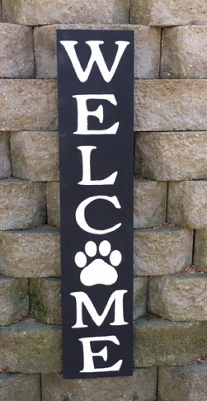 Amazon.com: Paw Print Vertical Welcome Sign - Wooden with Hanger