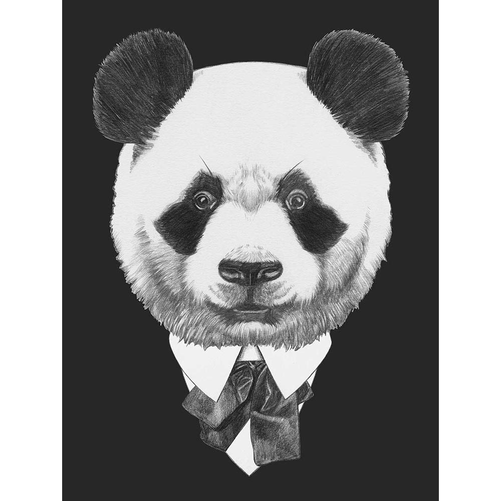 Wee Blue Coo Bow Tie Panda Bear Drawing Art Print Poster Wall Decor 12X16 Inch