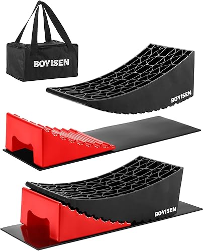 BOYISEN Niveladores de camper - Juego de 2 bloques de nivelación de vehículos recreativos, soporte de doble eje, rueda tándem de hasta 35,000