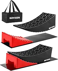 BOYISEN Pacote com 2 niveladores de campista - kit de rampa de blocos de nivelamento para trailer, suporte de roda em tandem de eixos duplos de até 16 kg, niveladores de trailer com 2 niveladores, 2