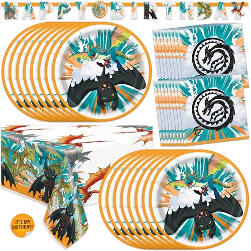How to Train Your Dragon Party Supplies & Decorations | Banner Tablecloth Plates Napkins Sticker | Officially Licensed