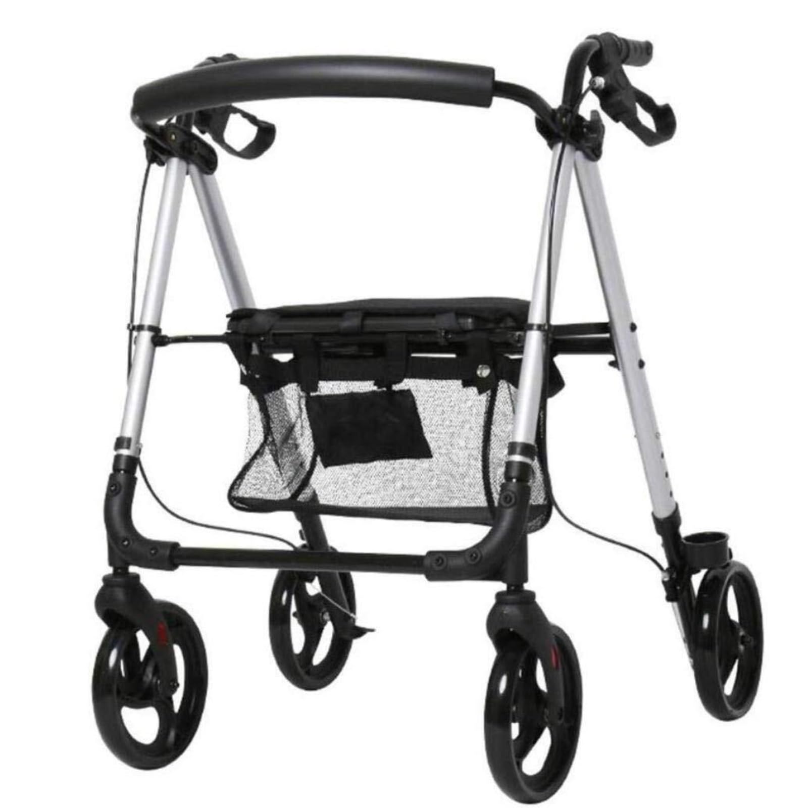 Andador Andador con ruedas de altura ajustable, plegable, for personas mayores con cesta for asiento y discapacitados.