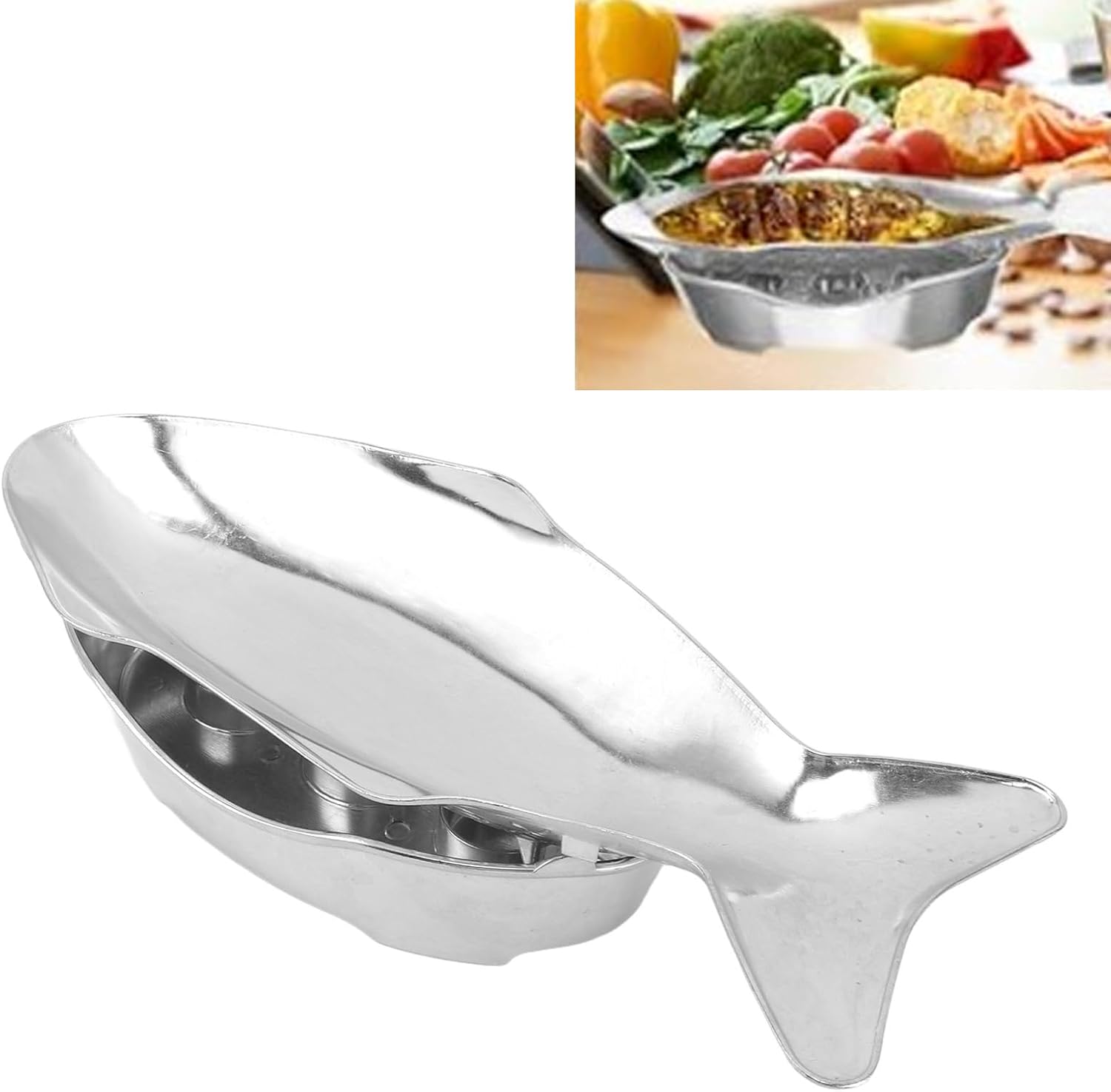 Fish Plate, Fish Serving Platter Fish Dish Grill Plate Fish Shaped Plate Fish Platter Food Trays Uniform Heating Aluminum Alloy Fish Serving Pan for Hotel (L 23.6 X 13 X 2.8in)