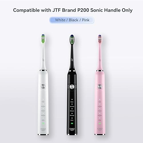 Miniatura 2 de JTF P200 - Cabezales de repuesto para cepillos de dientes sónicos, cabezales de cepillo estándar, paquete de 3, color blanco
