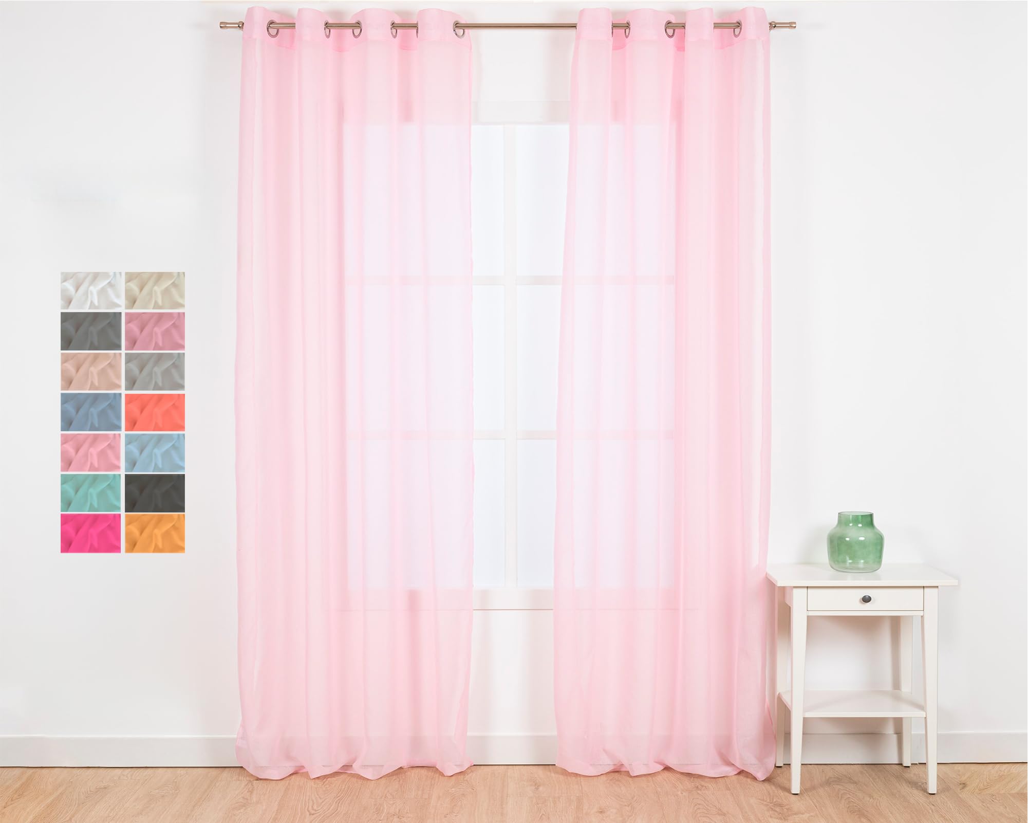 TRAMAS+ Semi-Transparent Curtains for Living Room and Bedroom with Eyelets, 140 x 300 cm, 1 Piece, Bedroom, Children, Youth and Adult and Dining Room – Molly Pink