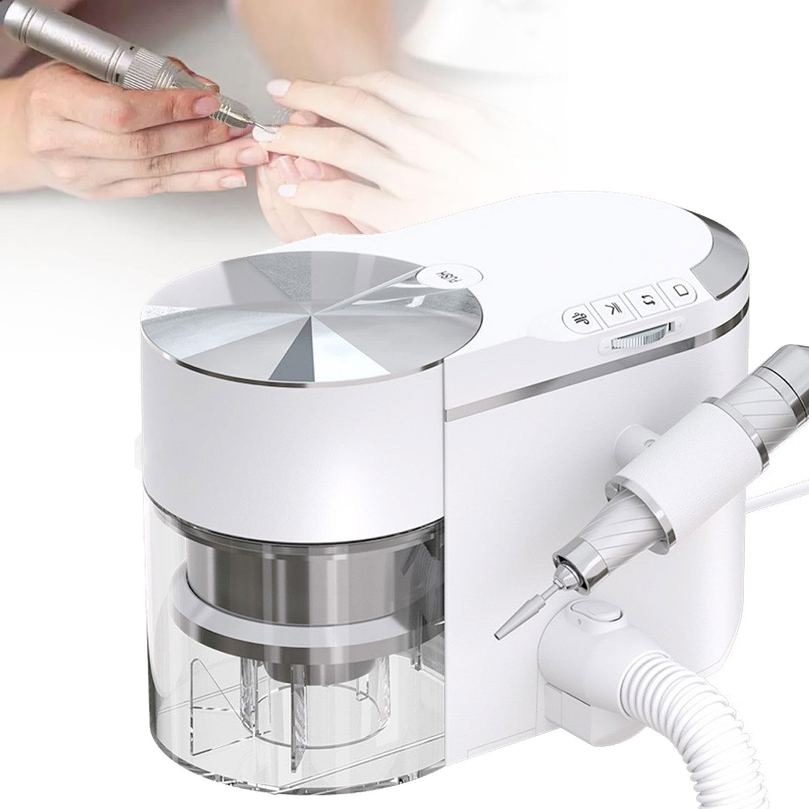 GLWABOMARS 200W 30000RPM Adjustable 2-in-1 Professional Nail Drill with Dust Collector,1.5KPa Strong Suction Quiet Nail Dust Extractor,Manicure Pedicure Tools for Nail Salon, Home and Mobile Use