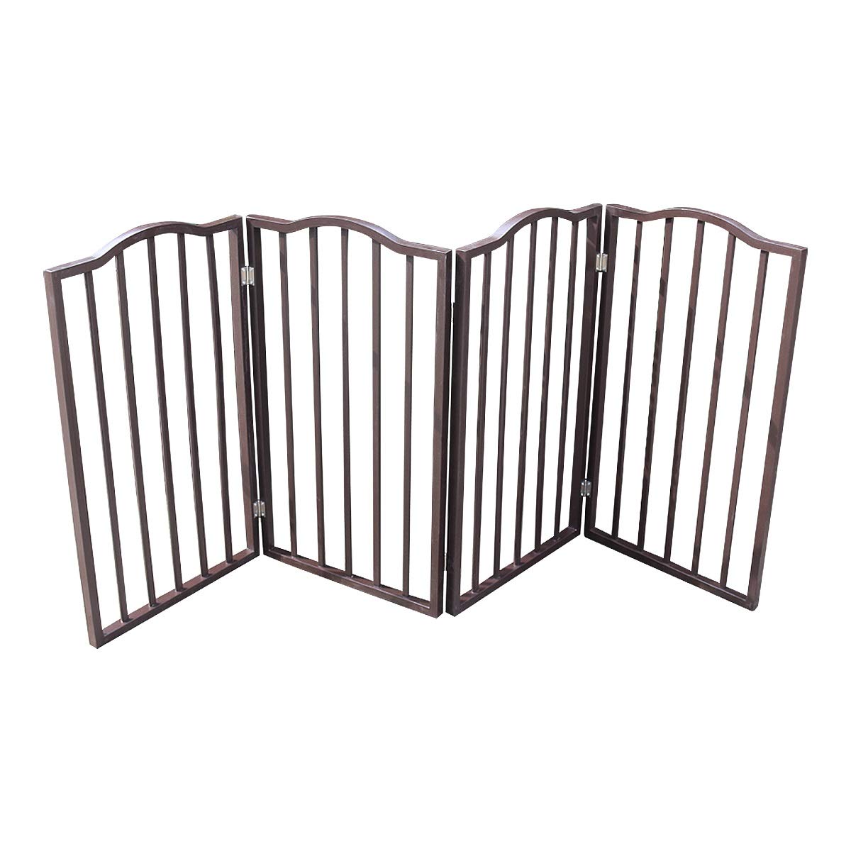 Pet Gate – Dog Gate for Doorways, Stairs or House – Freestanding, Folding, Brown, Arc Wooden