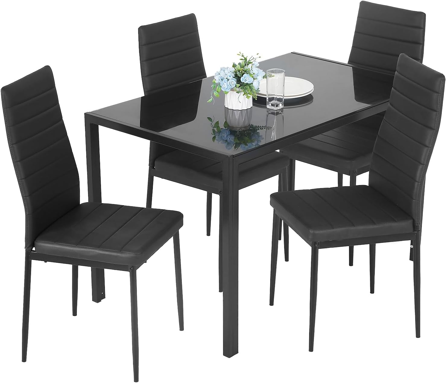 Table à Manger En Verre Noir - Rectangulaire 140x80 Cm - Occasion