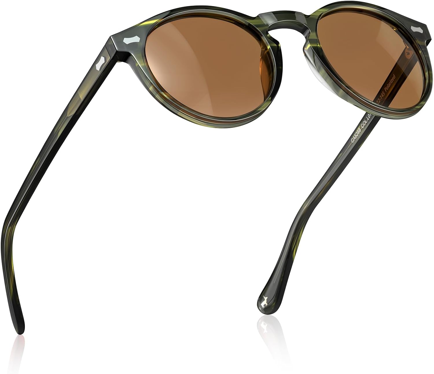 CARFIA Acetate Polarized Sunglasses for Men Retro Classic Round Shades