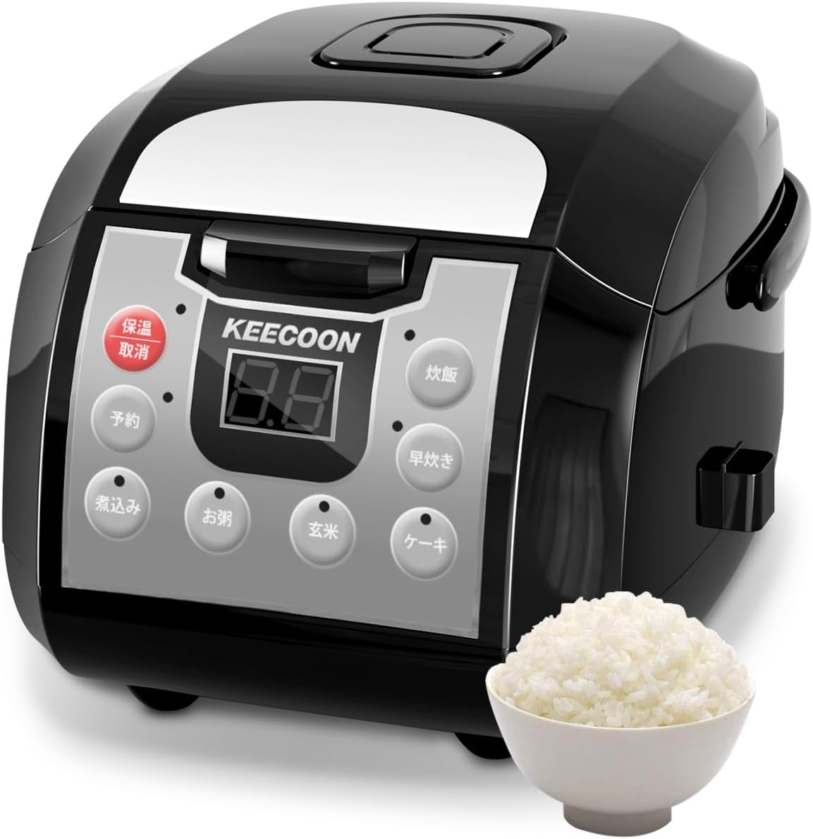 KEECOON 炊飯器 5.5合 大容量 一人暮らし 炊飯器 6合炊き マイコン式 6つの便利なモード(炊飯/玄米/早炊き/お粥/ケーキ/煮込み) 保温 予約 多機能炊飯器 ひとり暮らし 6-8人用 持ち運び便利 黒
