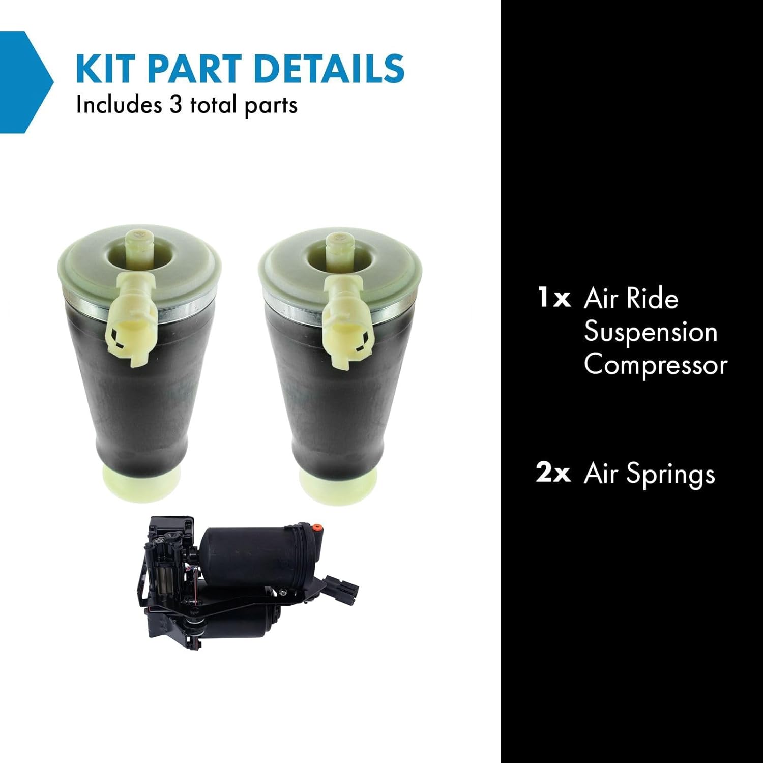 TRQ Air Suspension Kit Air Ride Suspension Compressor Air Spring Compatible with 1992-2011 Ford Crown Victoria 1990-2011 Lincoln Town Car Mercury Grand Marquis