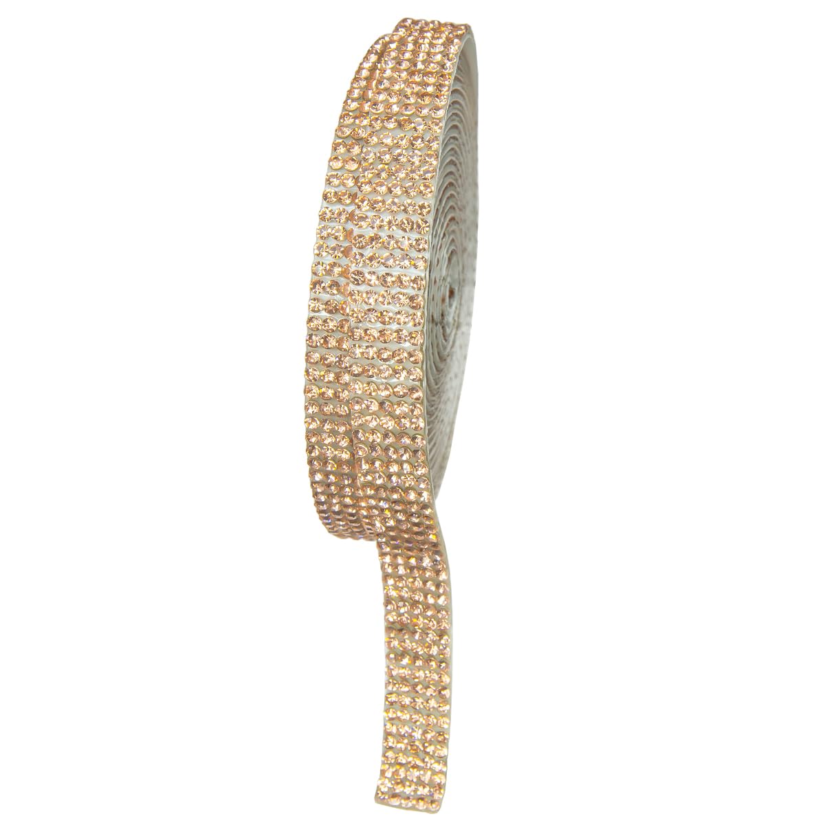 qiipii 3 Yards Champagne Golden Self Adhesive Rhinestones Strips K9 Glass Diamond Crystal Bling Glitter Rhinestone Ribbon Sticker Bling Wrap Roll for