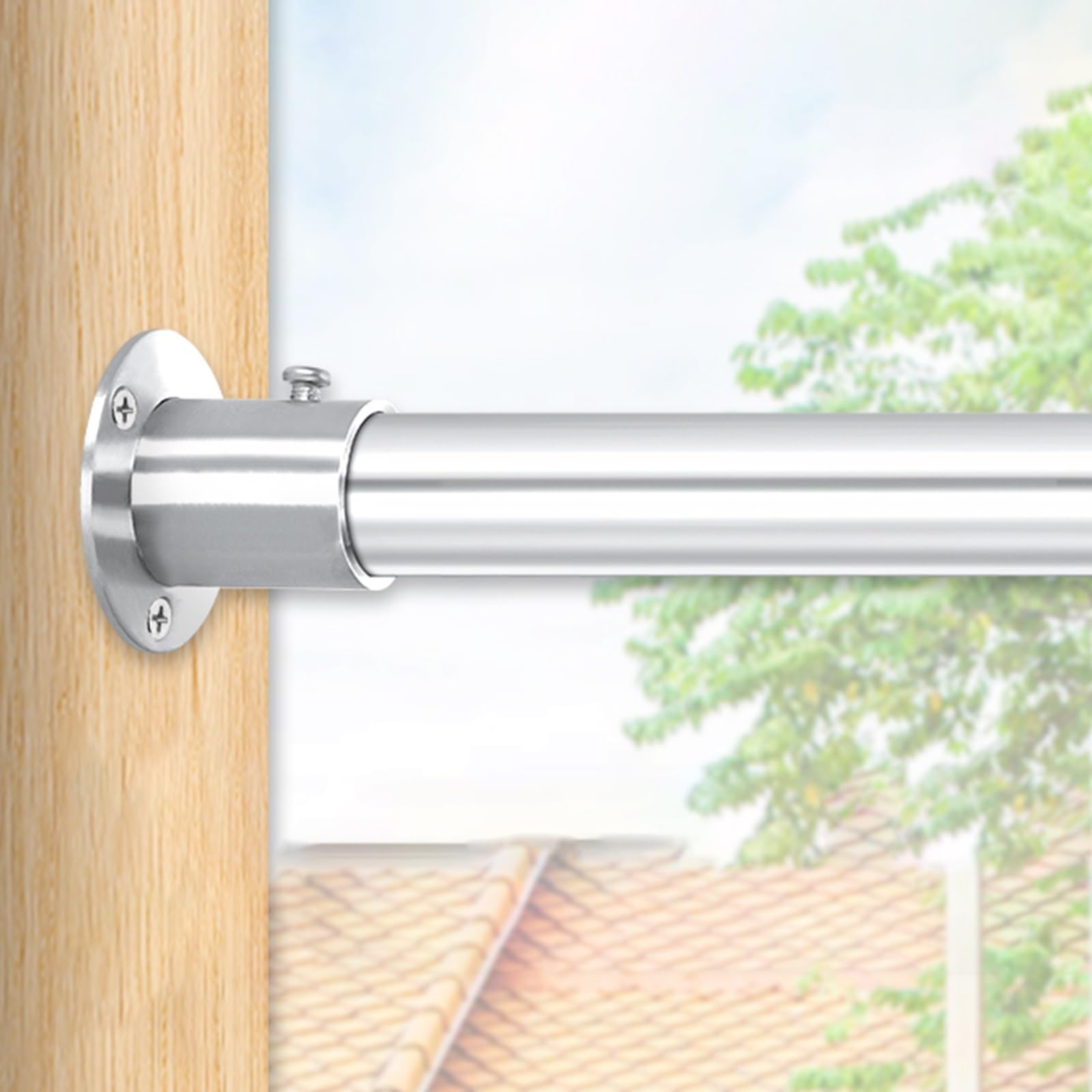 Silberne Kleiderstange, robuste Gardinenstange für Badezimmer, Schrank, Fenster, Türrahmen, Schlafzimmer, Balkon, Terrasse, Waschküche, platzsparende Kleiderstange (Farbe: 19 mm Rohrdurchmesser Drogerie & Körperpflege