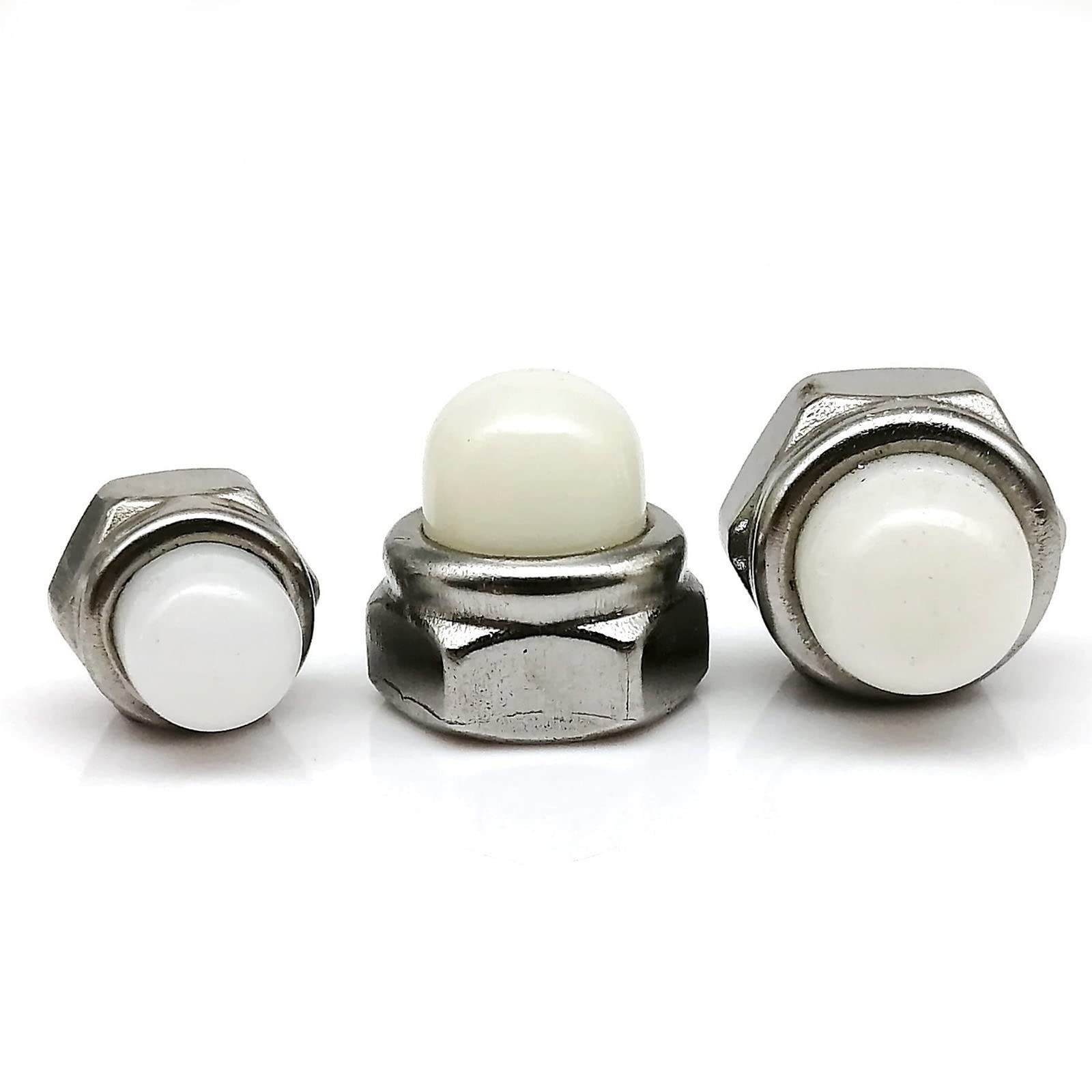 YIBIN Nut, 2pcs Stainless Steel Hex Nylon Insert Lock Nut Self-locking Nylock Locknut with Acorn Cap Cover Dome (Size : M10)