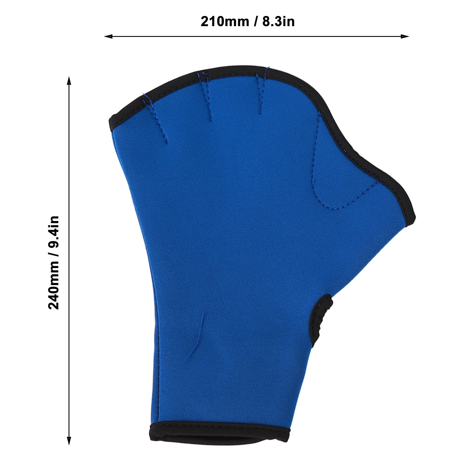 Yuecoom Swim Gloves, Webbed Prevent Slip Fingerless Neoprene Aquatic Gloves for Water Training Blue (L)