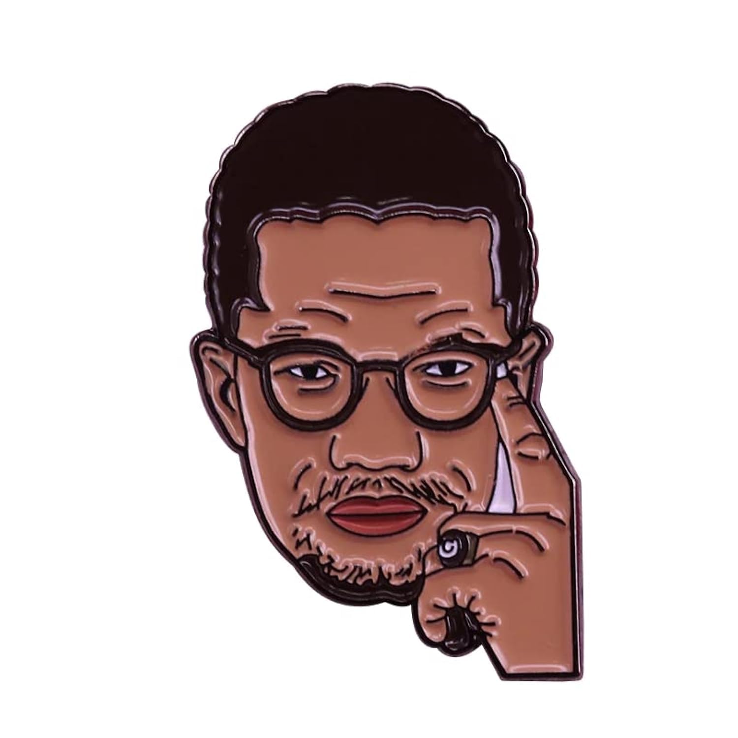 Broche Malcolm X émail noir de 3,2 cm aux finitions soignées - 5