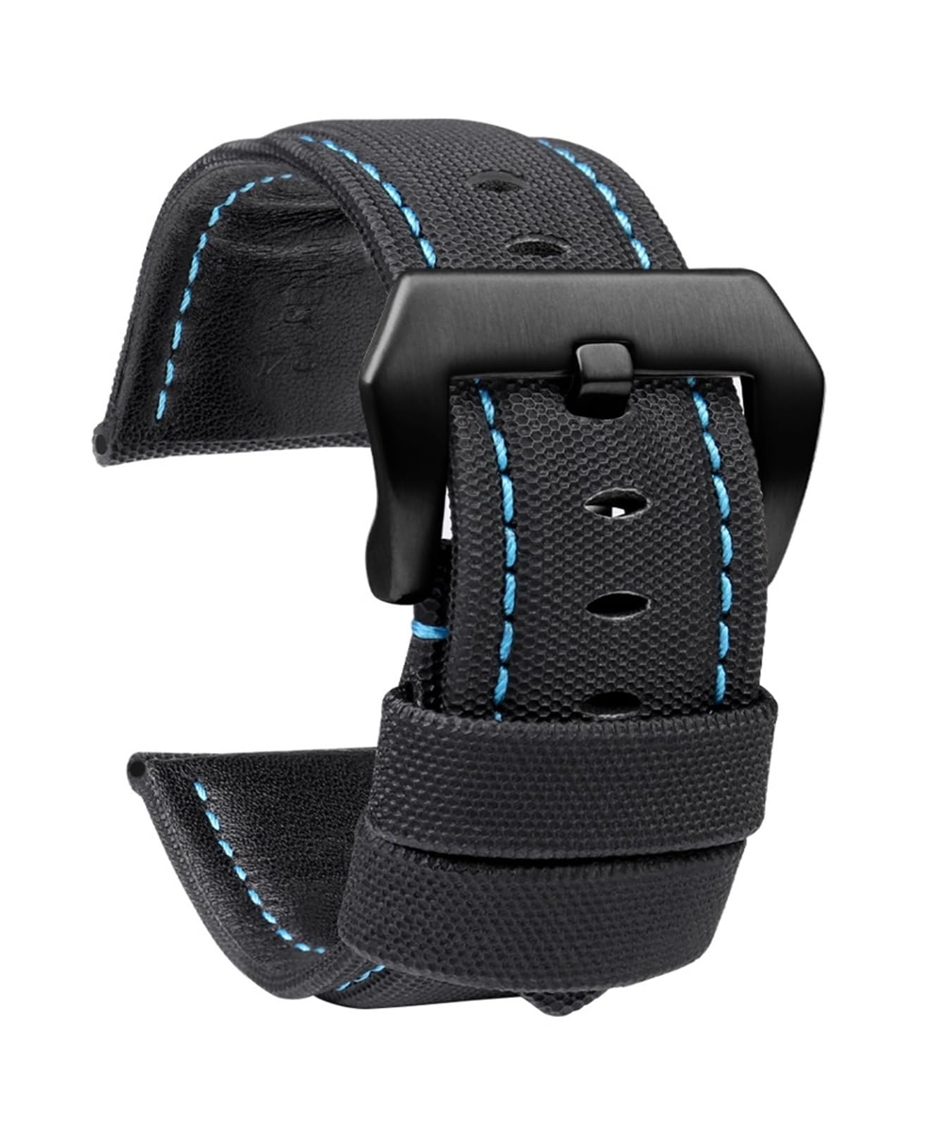 Generico Cinturino in pelle con trama in nylon da 22 mm 24 26 | Compatibile con gli accessori for orologi Panerai PAM01661 441 Marina Watch Strap Black Blue Line