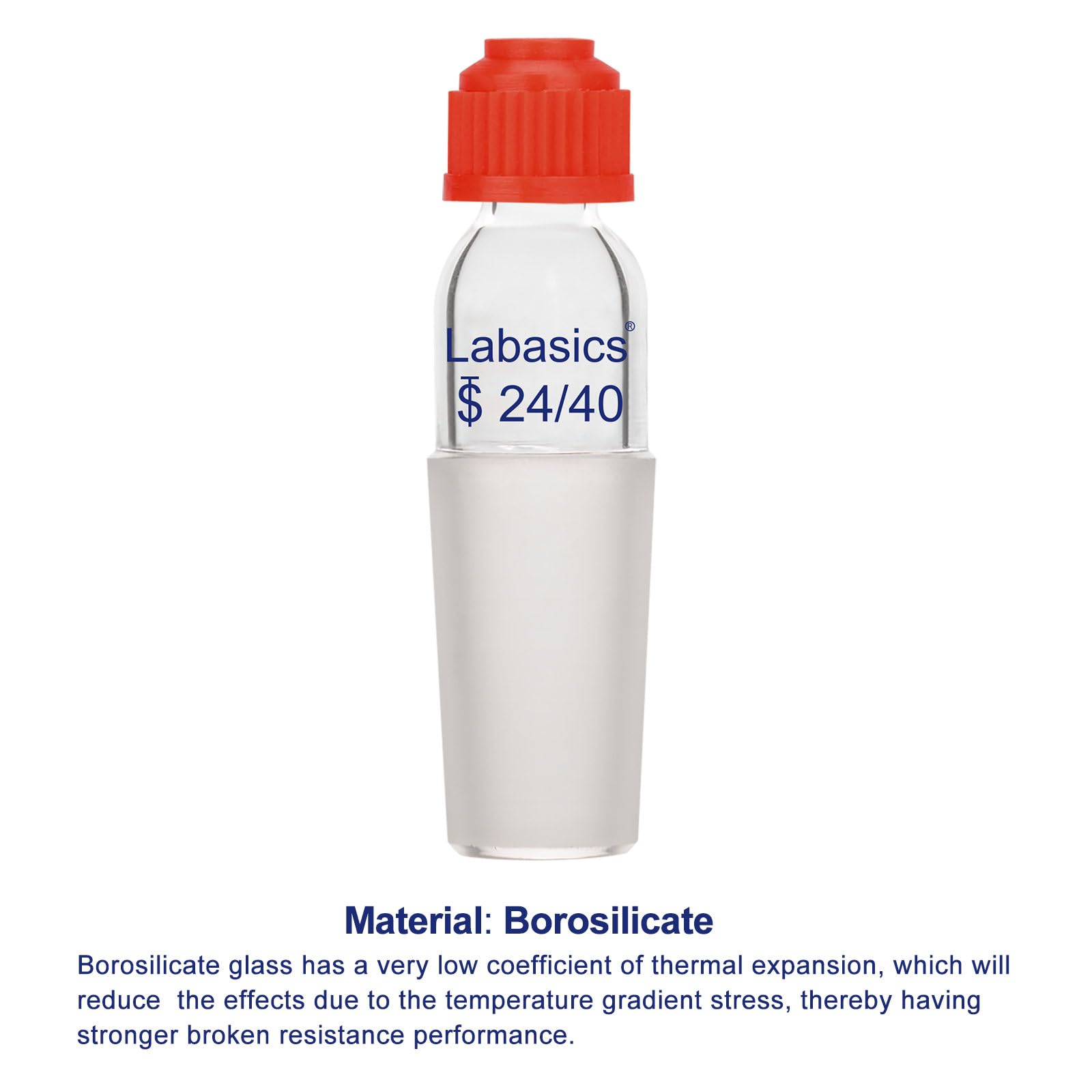 Labasics Distilling Thermomètre Adaptateur, Thermomètre Inlet Adaptateur avec 24/40 Joint Intérieur, 80mm de Hauteur, Thermometer Inlet Adapter pour Appareil de Distillation