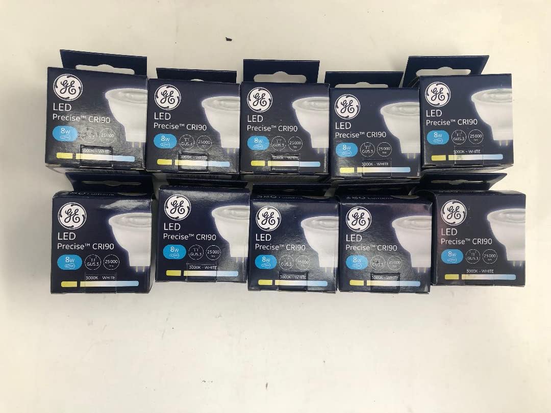 GE 10 Pieces 93061063 White Finish LED Precise MR16 8W Dimmable 